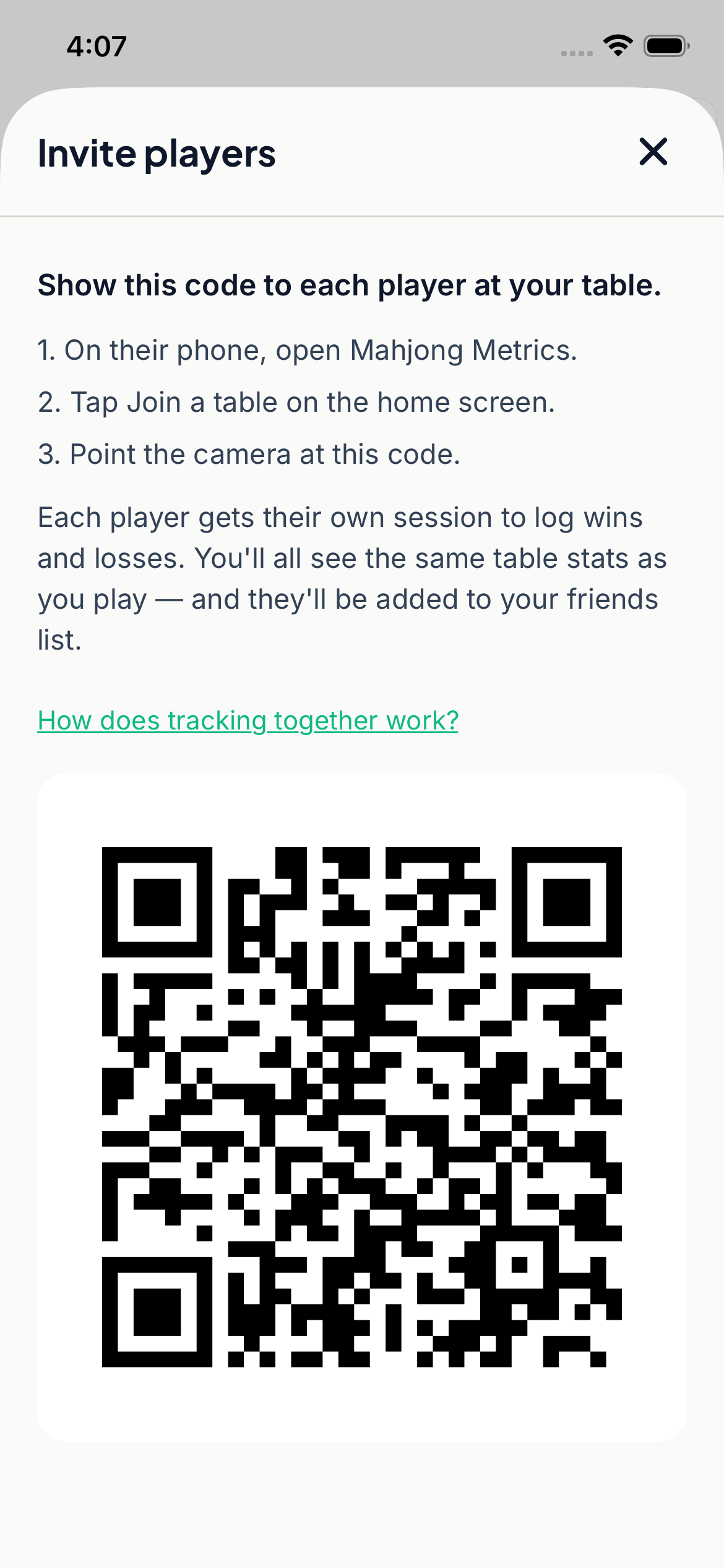 QR Code Invite Modal